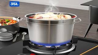 35L/9.25Gal Large Stainless Steel Deep Stock Pot w/ Lid Boiling Stew Soup Cookin