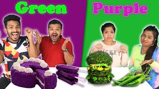 Extreme Green Vs Purple Food Eating Challenge | Hungry Birds
