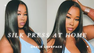 HOW TO: SILK PRESS AT HOME ON NATURAL HAIR! | DETAILED | SUPER FLAT | NO FRIZZ | GRACE LOVEFACE