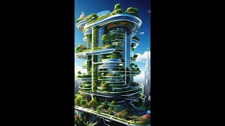 Futuristic Green Skyscraper: Sustainable Vertical Forest Architecture in Modern Cityscape