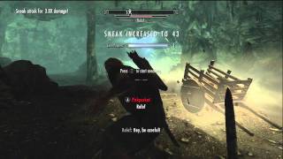 Skyrim - Exploit - Easy Level Up 100 Sneak At Beginning Of The Game