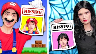 Super Mario and Wednesday Addams are Missing! Funny Situations