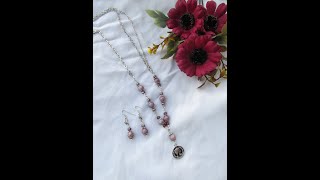 Elegant necklace and earrings with Lapidolite gems #shorts