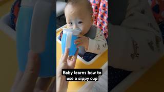 宝宝学习如何使用学饮杯 Baby learns how to use a sippy cup