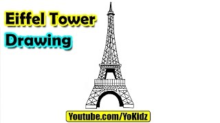 How to draw Eiffel Tower for kids