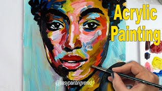 Abstract Acrylic Painting | Portrait | Colorful Face @EasyPaintingVered
