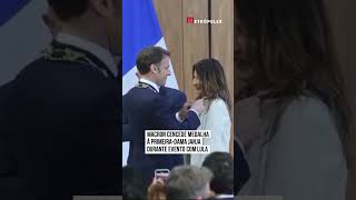 Macron concede medalha à primeira-dama Janja durante evento com Lula