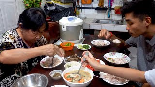 Sour Prawn Soup , fried fish cake, & water melon - Jenny's Family lifestyle