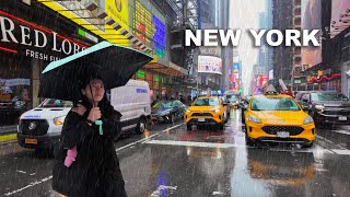 New York City Rainy Day Walk in Spring 2024 - Midtown Manhattan 4K NYC Walk Times Square