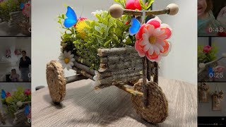 Triciclo con ramas secas, una idea para regalar flores este 14 de febrero. #diycrafts #reciclaje