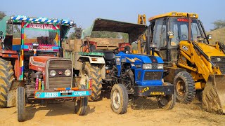 Massey 241\u00261035 Eicher 380 Mahindra 275 Tractor Stuck in Mud Overturned with JCB 3dx | Jcb Tractor