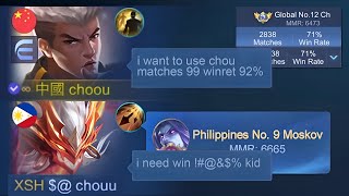 LOW WINRATE PRANK CHOU THEN SHOWING MY REAL WINRATE !! (their reaction 💀) - Mobile Legends