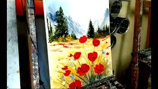 KNIFE PAINTING TUTORIAL: THE FIELD OF POPPIES (english subtitles) par Nelly LESTRADE