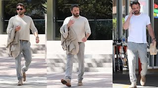 Ben Affleck Smoke a Cigarette Run Fashionable in Fall Colors after Wedding To JLo errands in LA .