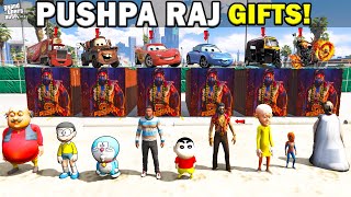 Pushpa Containers Opening Shinchan Franklin Doraemon \u0026 Serbian Lady in GTA 5 in Telugu