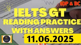 General Reading Practice Test 2025 | 11.06.2025 | IELTS General Reading Test 2025 With Answers