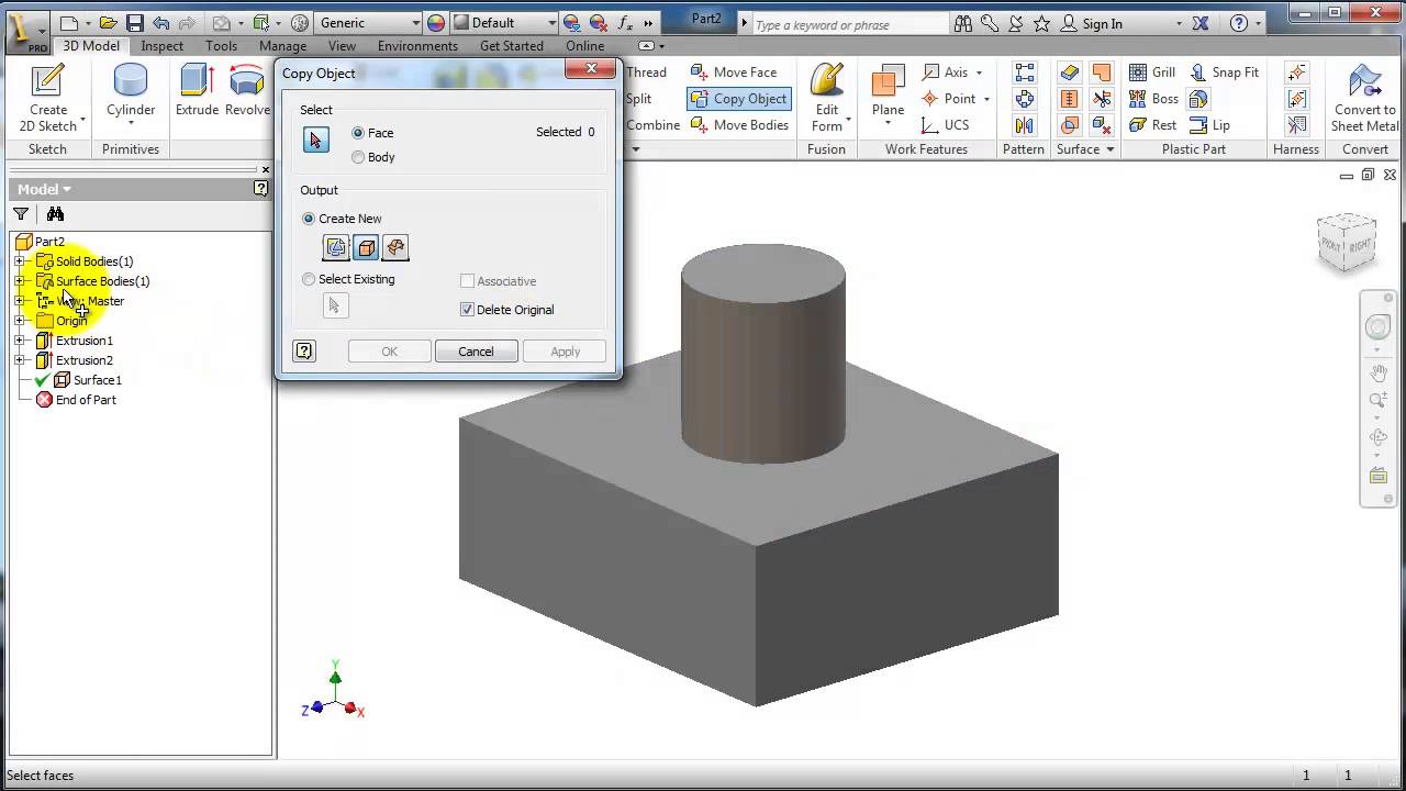 61 Autodesk Inventor Tutorial Copy Object Surface Youtube