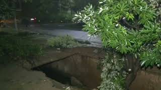 Portion of road collapses