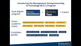 Introducing the Management, Entrepreneurship, and Technology (M.E.T.) Program