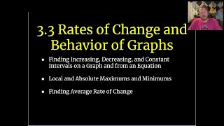 Rates of Change and Behavior of Graphs