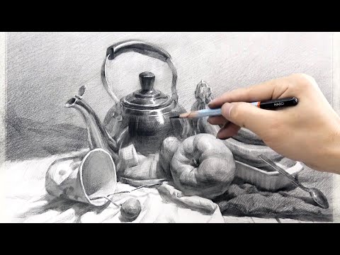 Time-lapse graphite pencil still life drawing