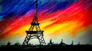 Eiffel Tower Sunset Drawing With Soft Pastels Step By Step