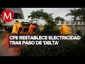 CFE restablece electricidad al 91% en Yucatán y QRoo tras paso de huracán 'Delta'