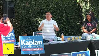 State Assembly District 10 candidate Eric Guerra speaks at Sacramento Democratic canvassing event