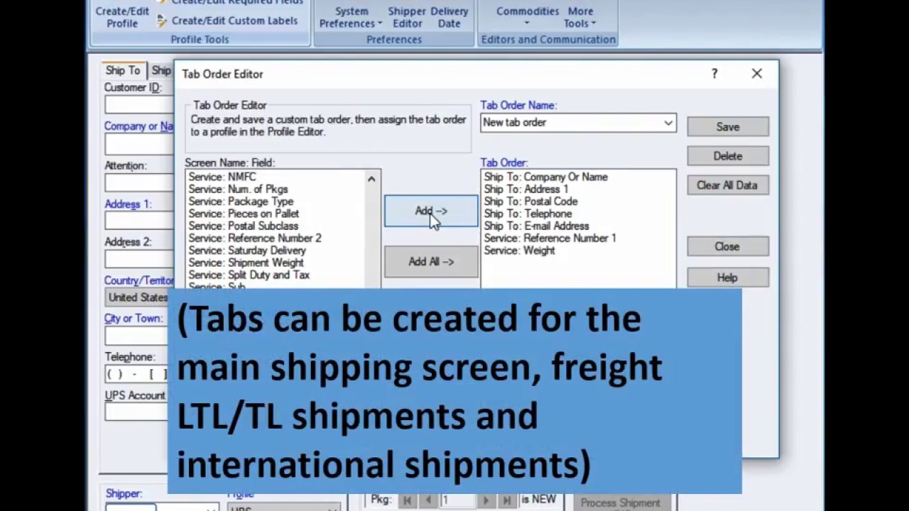 UPS WorldShip - Tab Order Editor - YouTube