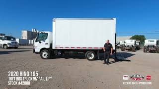 Used 2020 Hino 195 Box Truck Delivery Van - 16ft Box w/ Rail Lift - Morgan Box - Stock #42080