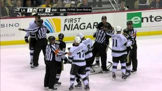 Gotta See It: Malkin slashed, Penguins \u0026 Kings start line brawl