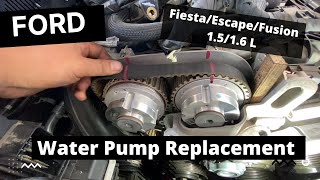 Ford Fiesta Water Pump Replacement Without Removing Timing Belt | Fusion | Escape | 1.5 & 1.6 Liter