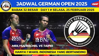 Jadwal German Open 2025 hari ini, day 1 ~ Meilysa/Rachel vs Taipei - Babak 32 Besar