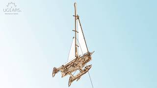 Assembly of Ugears Trimaran Merihobus || Lacing and folding mainsail Part 3 Page 33, Picture 9