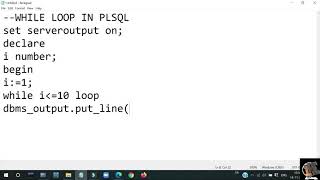 While Loop in PLSQL || DBMS || MKSOFTECH