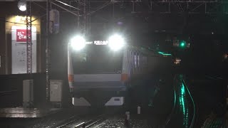 【雨夜🌃☔・ハイビーム】JR中央線E233系0番台T6編成各駅停車武蔵小金井行き 吉祥寺駅到着！！！