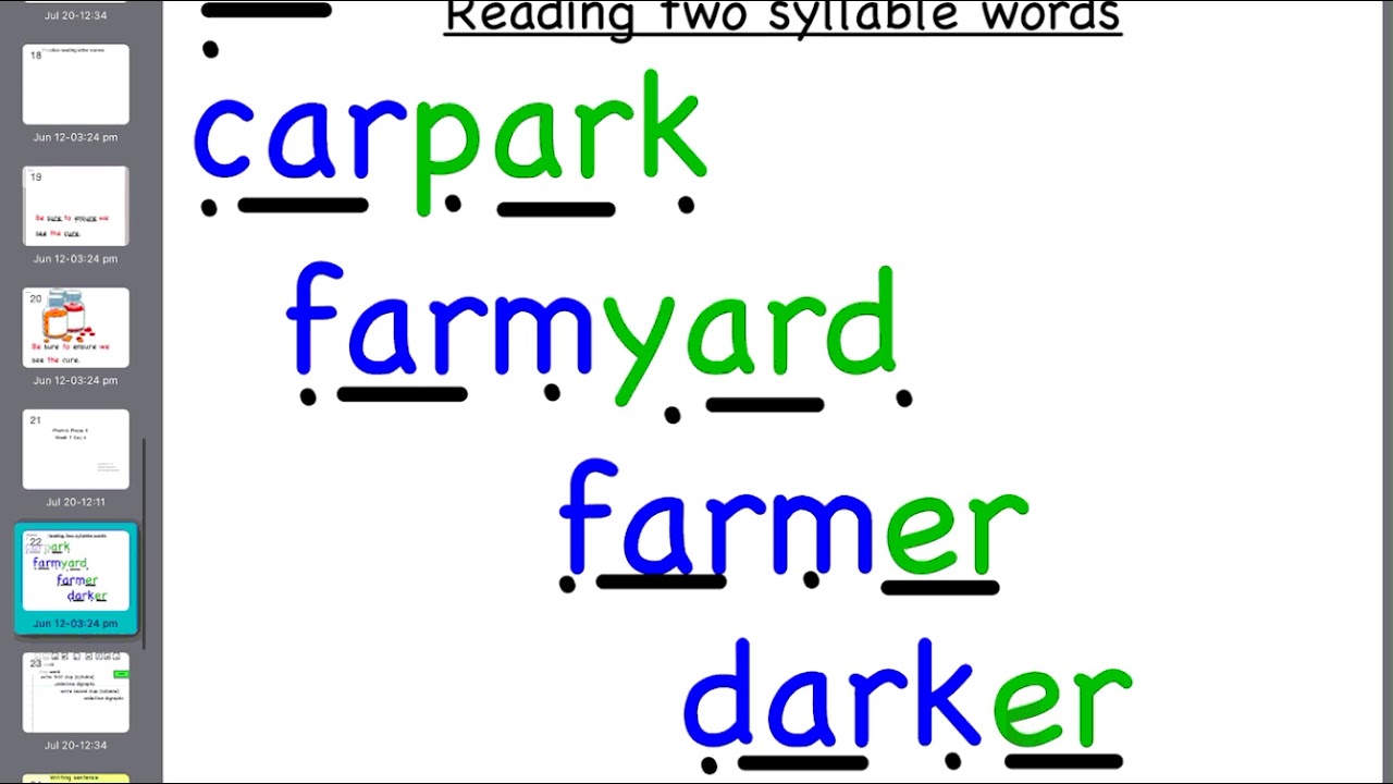 Phonics Phase 3 Week 07 Day 4 Reading And Writing Two Syllable Words ...