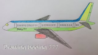 How to draw a boeing 777 step by step | Boeing 777 plane drawing easy