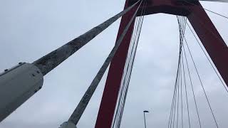 Crossing the WIllems Bridge in Rotterdam