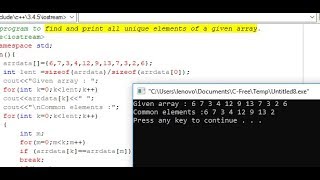 C++ program to print all unique elements of an array.
