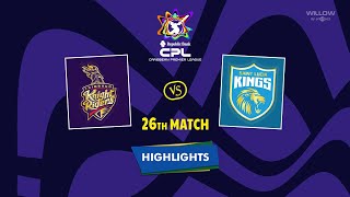 Highlights: 26th Match, Trinbago Knight Riders vs Saint Lucia Kings | 26th Match, TKR VS SLK