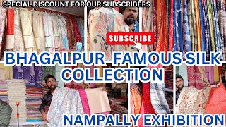 20% DISCOUNT ON ALL STOCK BHAGALPUR FAMOUS SILK COLLECTION😍||Nampally Exhibition 2025#silkcollection