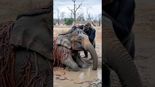 An elephant with parasitic creatures on his body asked the gorilla to find help