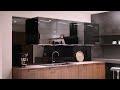 Tinted black glass cabinets with built-in lights 2022