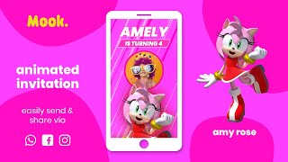 Amy Rose Sonic Video Invitation Animated Digital Birthday