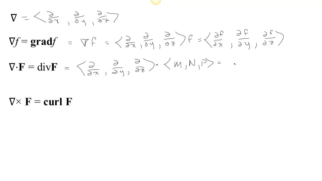 Summary - Gradient, Divergence, Curl, And The Del Operator - YouTube