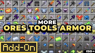 MORE ORES, TOOLS, ARMOR ADDON: 150+ Items \u0026 Blocks in Minecraft Bedrock Edition Survival