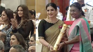 Actress Raveena Tandon Received Padma Shri Award By President Murmu | Padma Awards 2023