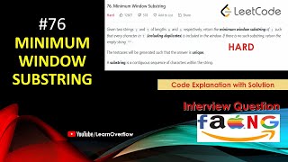 Minimum Window Substring | LeetCode 76 | Java | Variable Size Sliding Window | @LearnOverflow