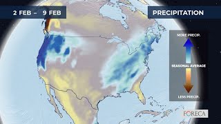 Monthly precipitation forecast for the USA 1/28/2025